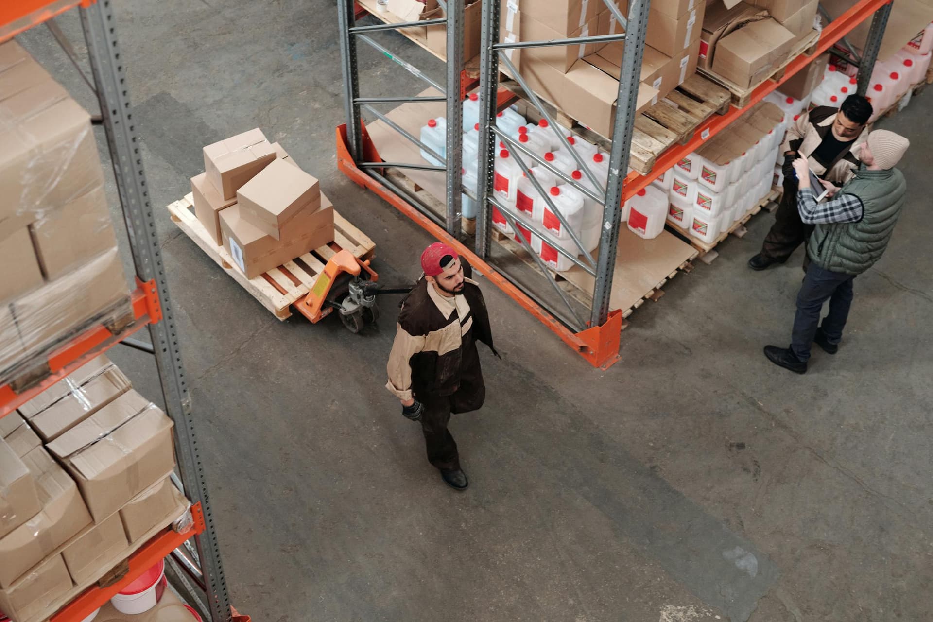 Modern warehouse with organized shelving and procurement supplies